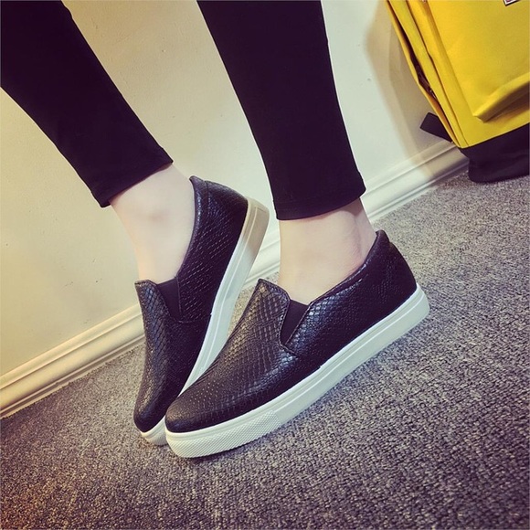 Portania Shoes - Leather Python Snakeskin Slip On Sneakers